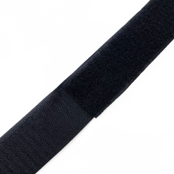 Контактная лента 40мм (38мм) цвет Черный (велькро-липучка, на отрез)  в Уссурийске